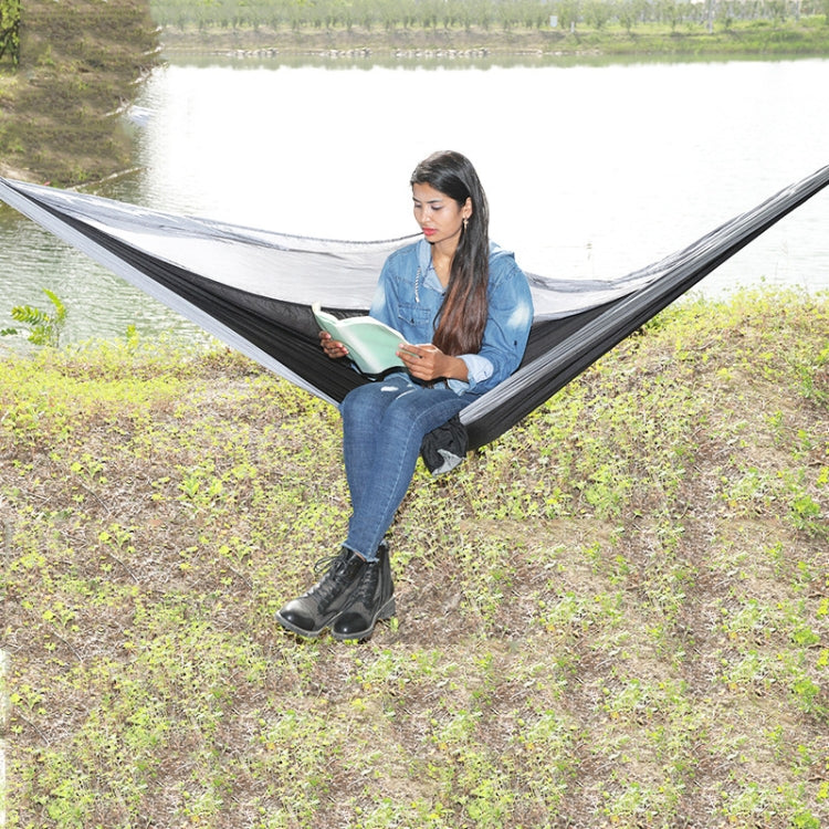 Sandsberg | Outdoor-Hängematte Nylon Fallschirmstoff Reise Camping Schwinge, Stil: 3m x 2m (Schwarz+Grau)