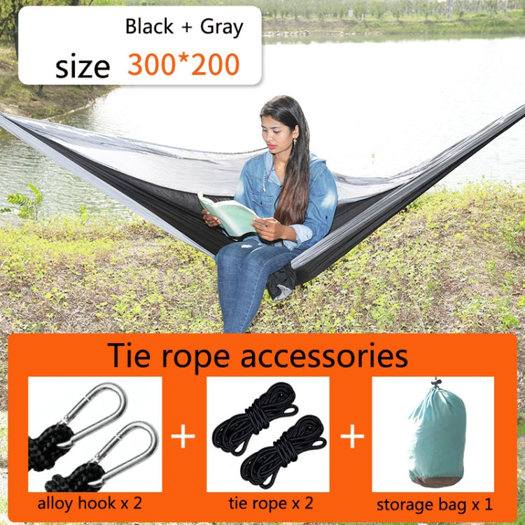 Sandsberg | Outdoor-Hängematte Nylon Fallschirmstoff Reise Camping Schwinge, Stil: 3m x 2m (Schwarz+Grau)