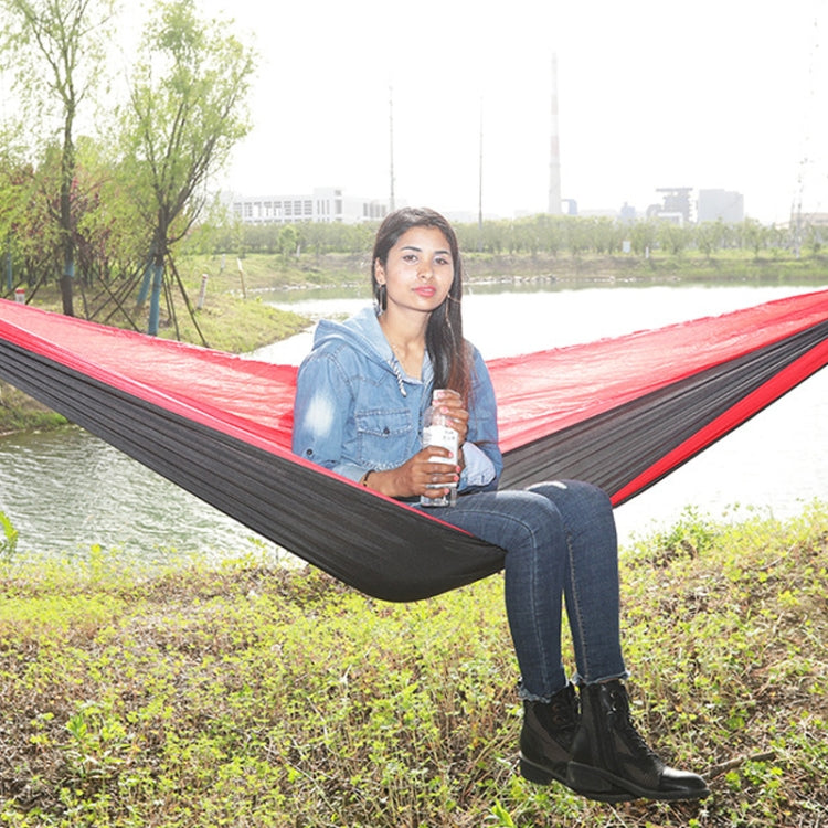 Sandsberg | Outdoor Hängematte Nylon Fallschirmstoff Reisen Camping Schaukel, Stil: 3m x 2m (Schwarz+Rot)