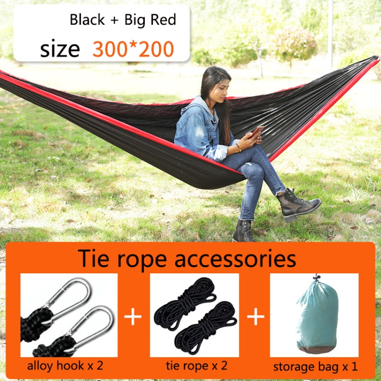 Sandsberg | Outdoor Hängematte Nylon Fallschirmstoff Reisen Camping Schaukel, Stil: 3m x 2m (Schwarz+Rot)
