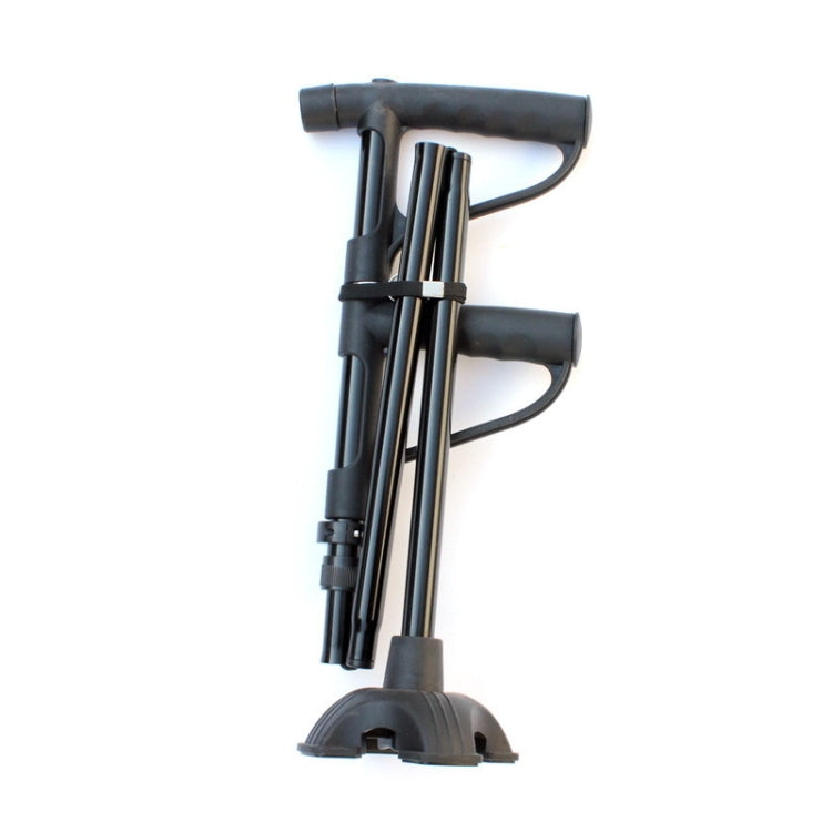 Sandsberg | Multifunktionale faltbare Doppeldrugelder Krücken aus Aluminiumlegierung Senioren Power-Assisted Gehstöcke vierbeinig mit Lichtern, Länge: 86-98cm (Schwarz)