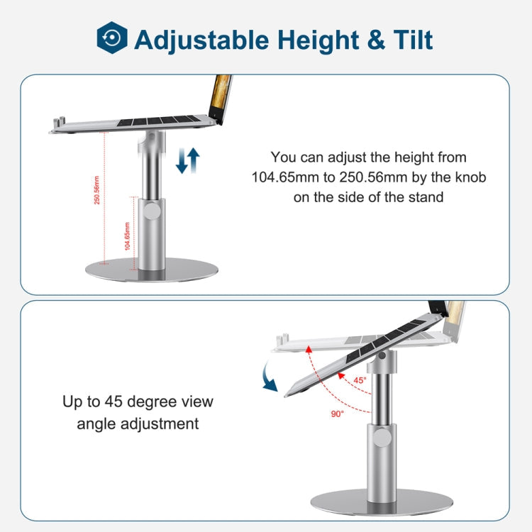 Sandsberg | Z30 360 Grad drehbarer Lifting Aluminiumlegierung Laptop Halter (Silber)