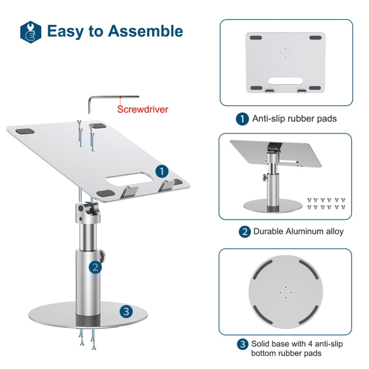 Sandsberg | Z30 360 Grad drehbarer Lifting Aluminiumlegierung Laptop Halter (Silber)