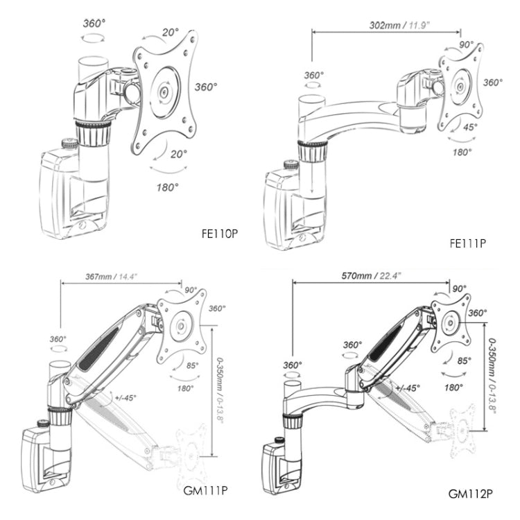 Sandsberg | Gibbon Mounts Lifting and Rotating Computer Monitor Bracket Slide Rail Bracket, Modell: FE110P