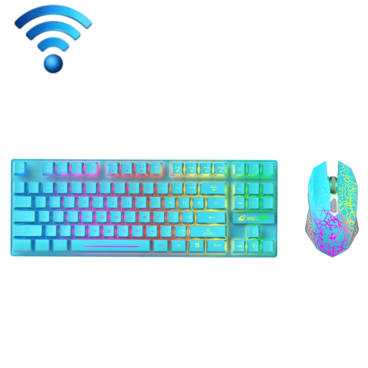 Sandsberg | ZIYOU LANG T87 Gaming Leuchtendes Kabelloses Tastatur- und Maus-Set (Blau)