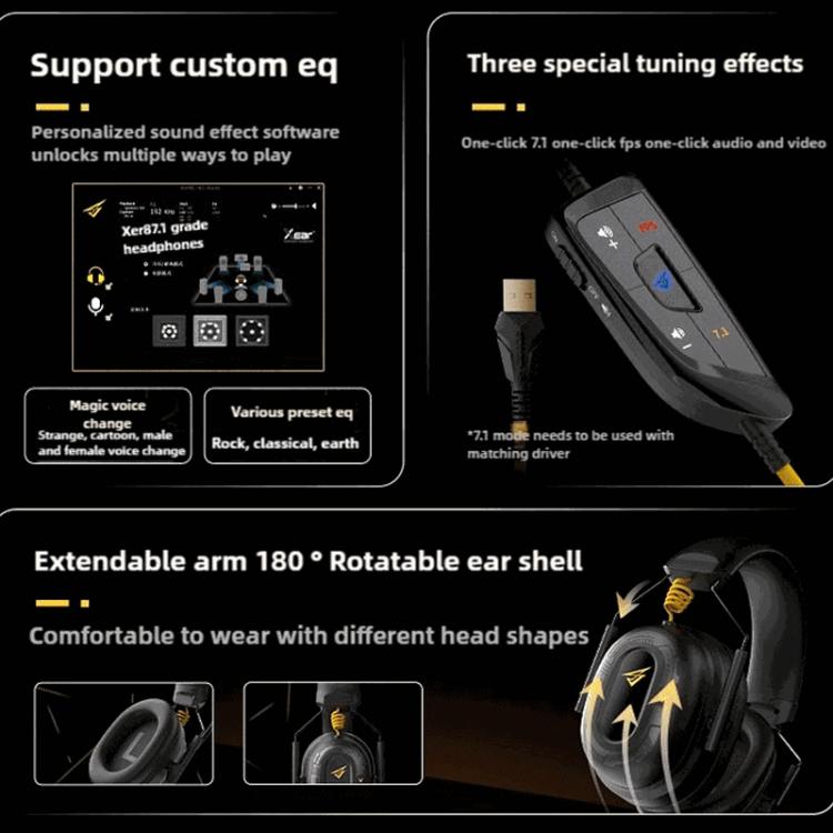 Sandsberg | SOMIC G936N Headset 7.1 Computer Mobile Gaming Treiberfreie Kopfhörer (Schwarz)