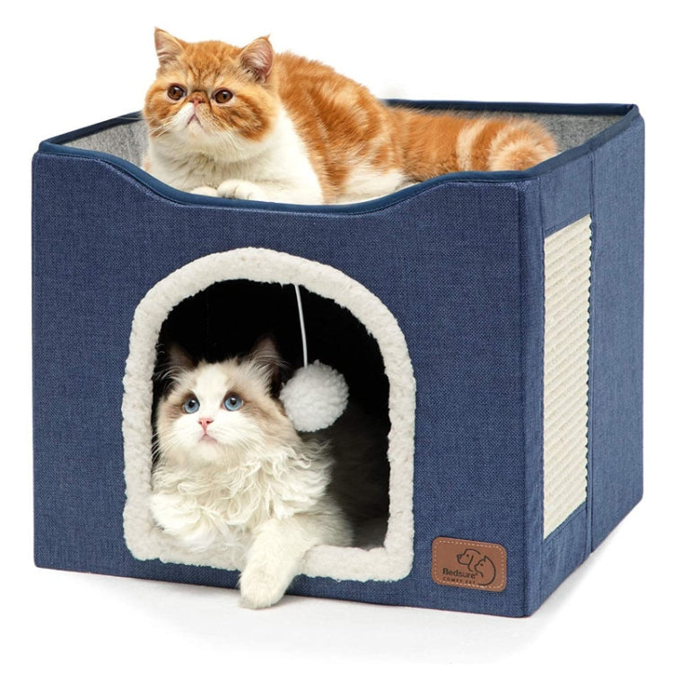 Sandsberg | Haustierhocker Haustierkennel Indoor Faltbarer Aufbewahrungshocker Katzen Hunde Kennel 41 x 41 x 35cm (Marineblau)