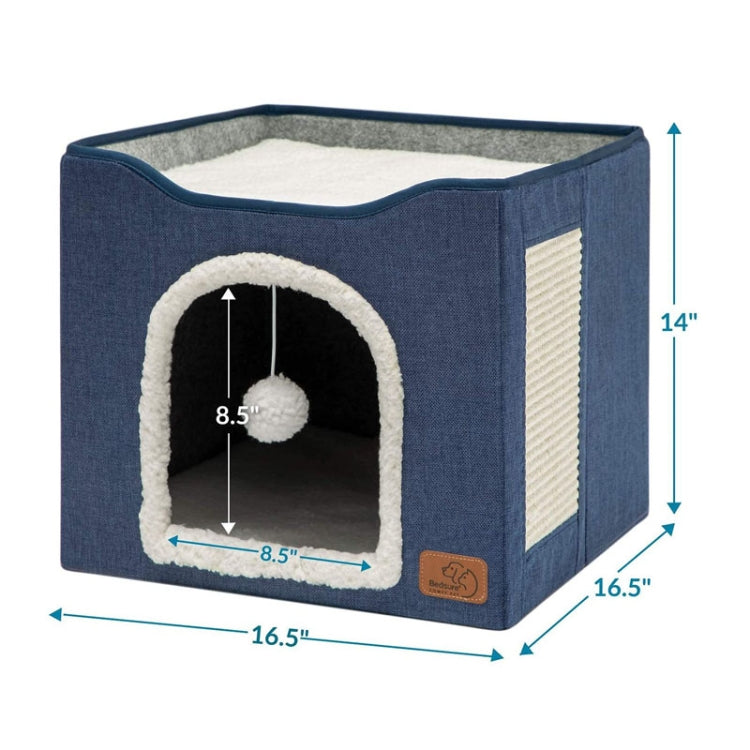 Sandsberg | Haustierhocker Haustierkennel Indoor Faltbarer Aufbewahrungshocker Katzen Hunde Kennel 41 x 41 x 35cm (Marineblau)