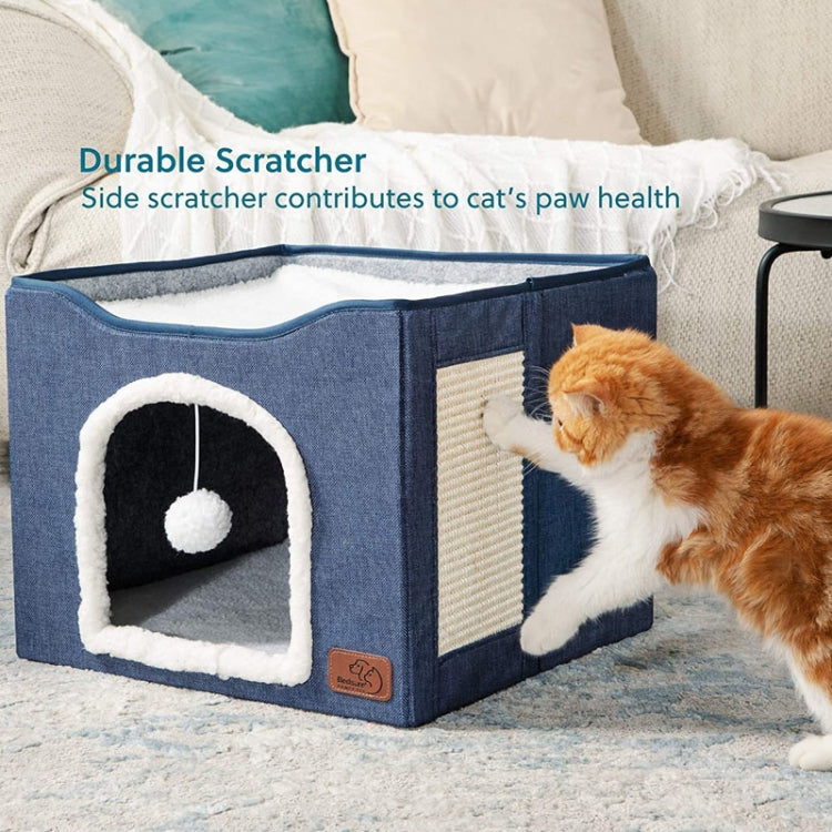 Sandsberg | Haustierhocker Haustierkennel Indoor Faltbarer Aufbewahrungshocker Katzen Hunde Kennel 41 x 41 x 35cm (Marineblau)