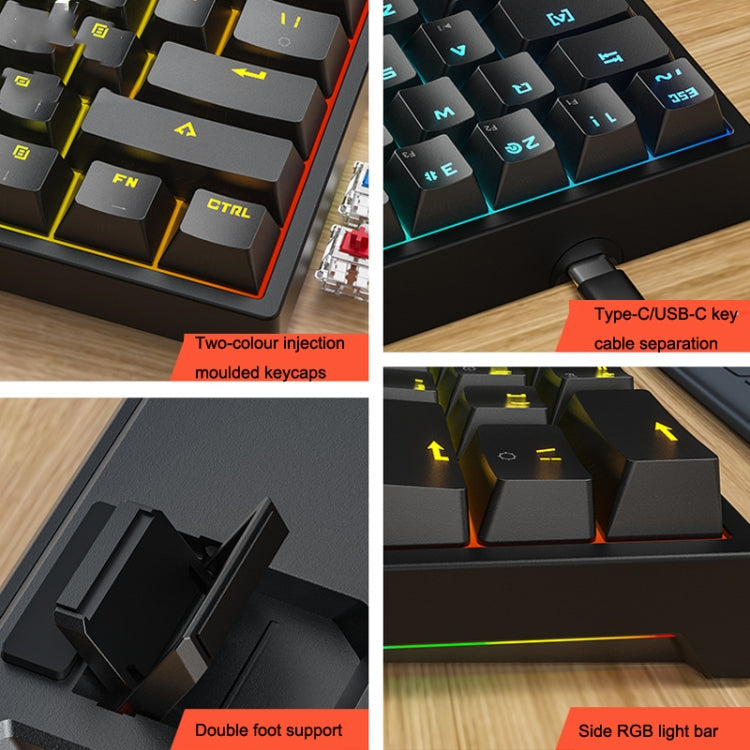 Sandsberg | LEAVEN K620 61 Tasten Hot Plug-in Leuchtende Gaming Kabelgebundene Mechanische Tastatur, Kabellänge: 1,8 m, Farbe: Schwarz Weiß Rot Schaft
