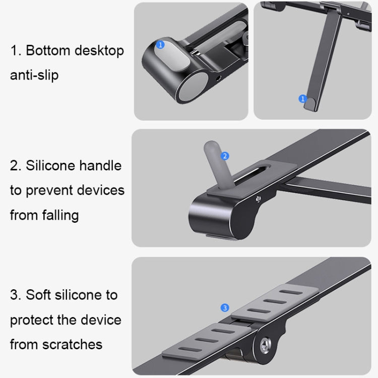 Sandsberg | X23 3 In 1 Tragbarer Speicher Faltbarer Aluminium Handy Tablet Ständer (Grau)