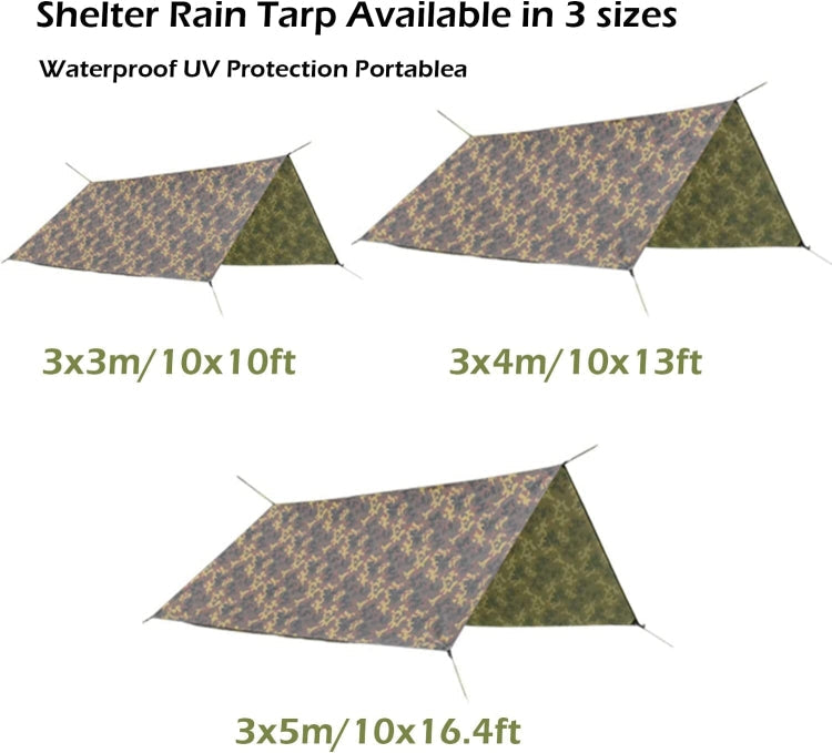 Sandsberg | 3X3m wasserdichtes Zeltplane quadratische Markise Polyester Sonnenschutz Bodenmatte (Tarnung)