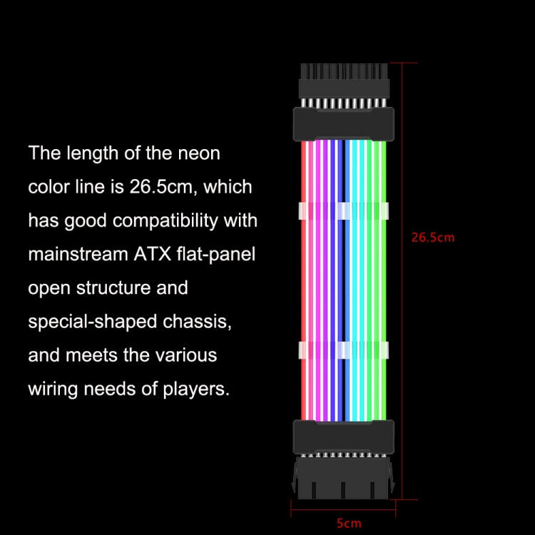 Sandsberg | 24pin Motherboard-Stromversorgung Lichtdraht Schwarz 5V ARGB Neon-Farbleitung