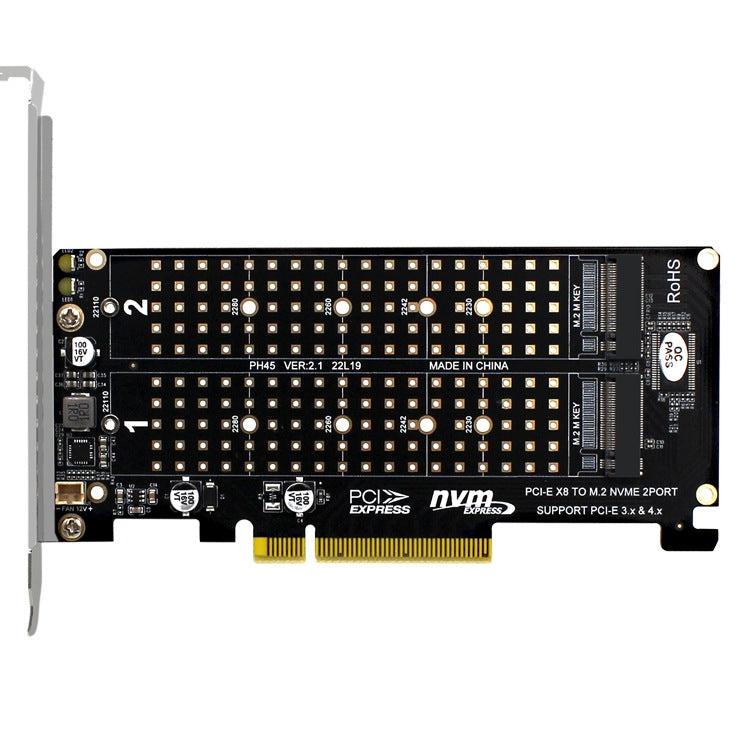 Sandsberg | PCI-E X8 Double Disk Transfer Card NVME M.2 MKEY SSD RAID Array Expansion Adapter(PH45)