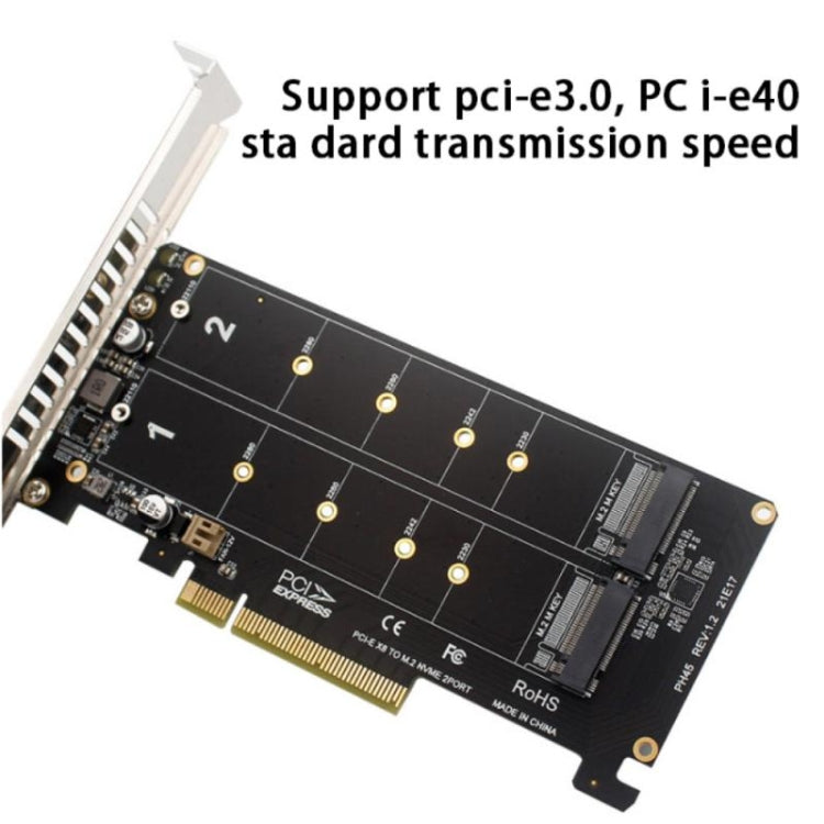 Sandsberg | PCI-E X8 Double Disk Transfer Card NVME M.2 MKEY SSD RAID Array Expansion Adapter(PH45)
