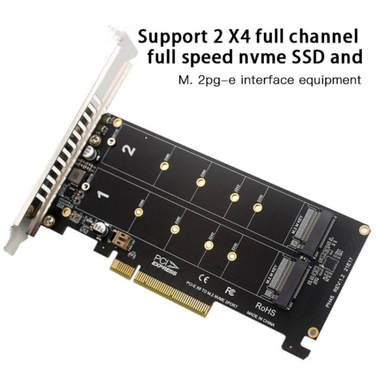 Sandsberg | PCI-E X8 Double Disk Transfer Card NVME M.2 MKEY SSD RAID Array Expansion Adapter(PH45)