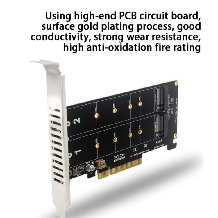 Sandsberg | PCI-E X8 Double Disk Transfer Card NVME M.2 MKEY SSD RAID Array Expansion Adapter(PH45)