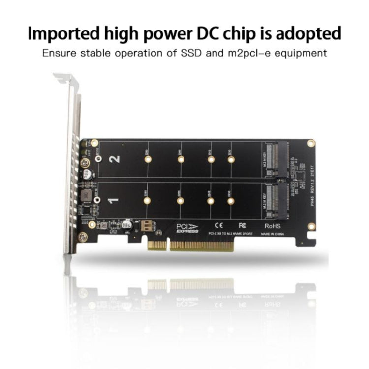 Sandsberg | PCI-E X8 Double Disk Transfer Card NVME M.2 MKEY SSD RAID Array Expansion Adapter(PH45)