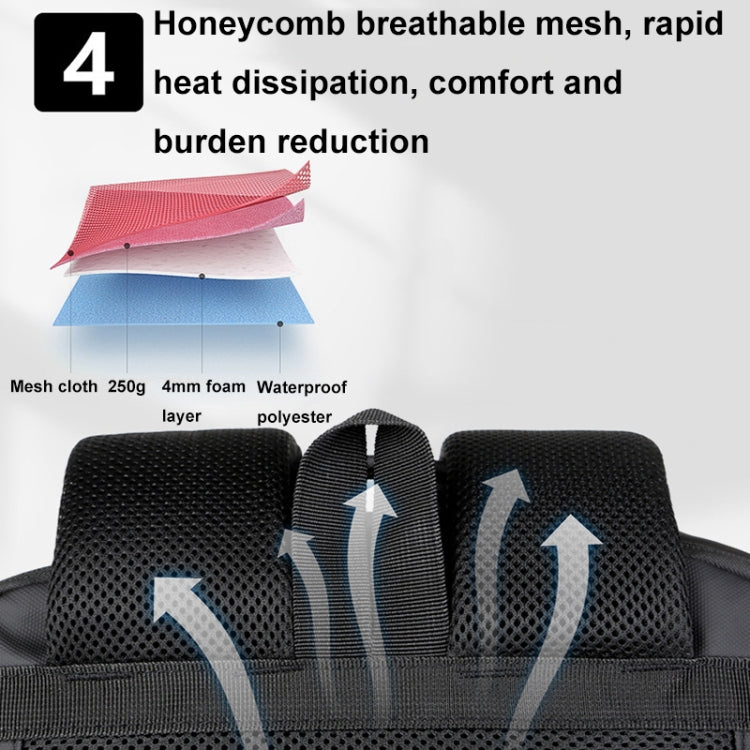 Sandsberg | Erweiterbarer wasserdichter Laptop-Rucksack für das Geschäft mit USB-Anschluss (Schwarz)