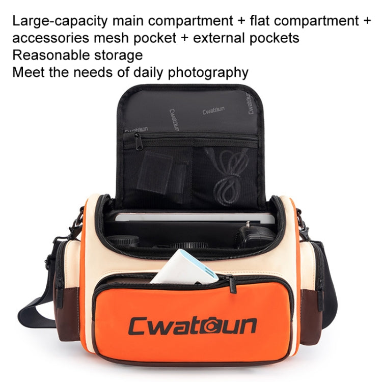 Cwatcun D121 Shoulder Crossbody Camera Bag Colorful Large Capacity Waterproof Digital Photography Bag, Color: Medium Orange Red