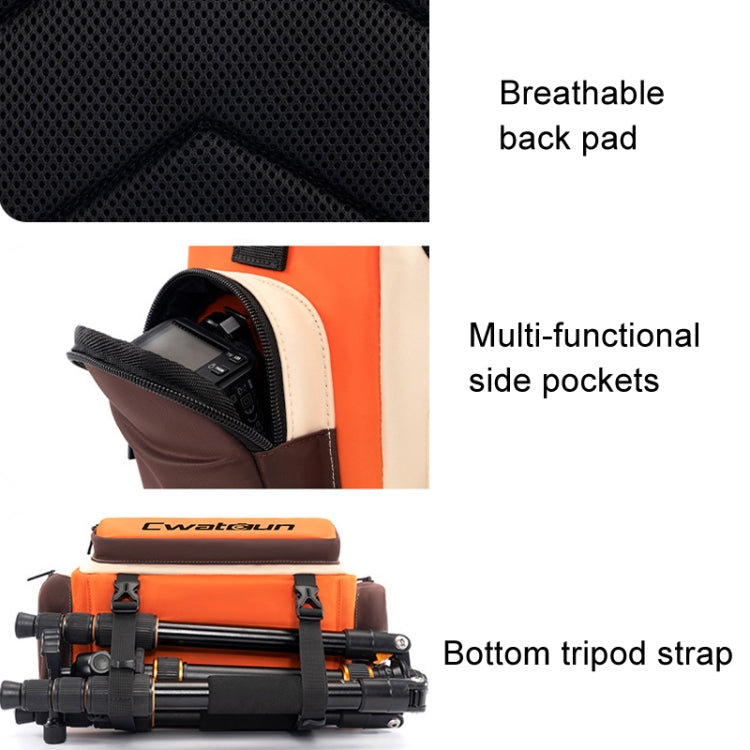 Cwatcun D121 Shoulder Crossbody Camera Bag Colorful Large Capacity Waterproof Digital Photography Bag, Color: Medium Orange Red