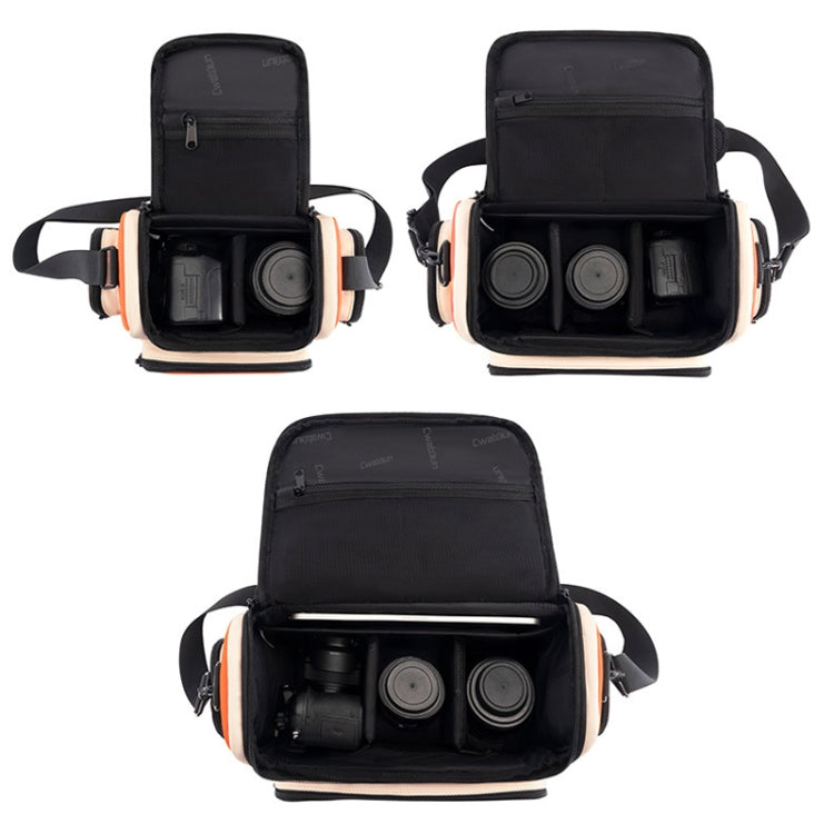Cwatcun D121 Shoulder Crossbody Camera Bag Colorful Large Capacity Waterproof Digital Photography Bag, Color: Medium Orange Red