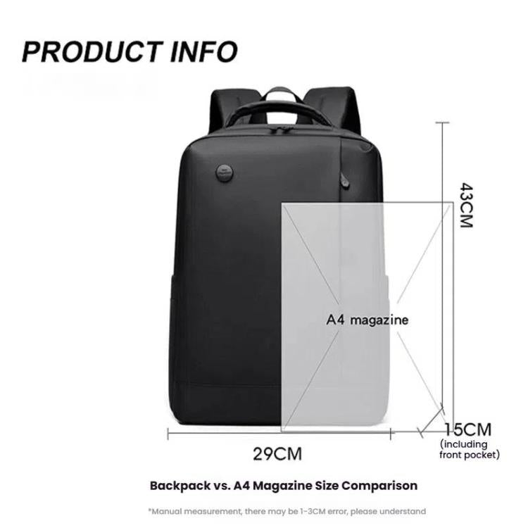 WEPOEWR Herren 14-Zoll Laptop Rucksack Wasserdicht Große Kapazität Business Pendler Rucksack (Schwarz)