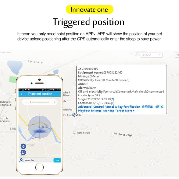 Sandsberg | TK200 2G IP67 Wasserdicht GPS / GPRS / GSM Persönlich / Waren / Haustier / Taschen Locator Haustierhalsband Echtzeit-Tracking-Gerät