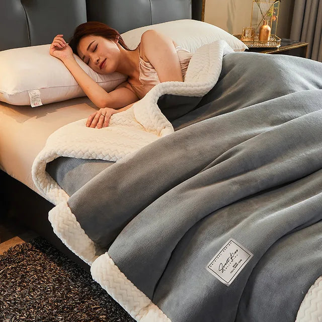 Gemütliche Winterdecke aus dicken Fleece - Luxuriöse Bettdecke für zu Hause und auf der Couch