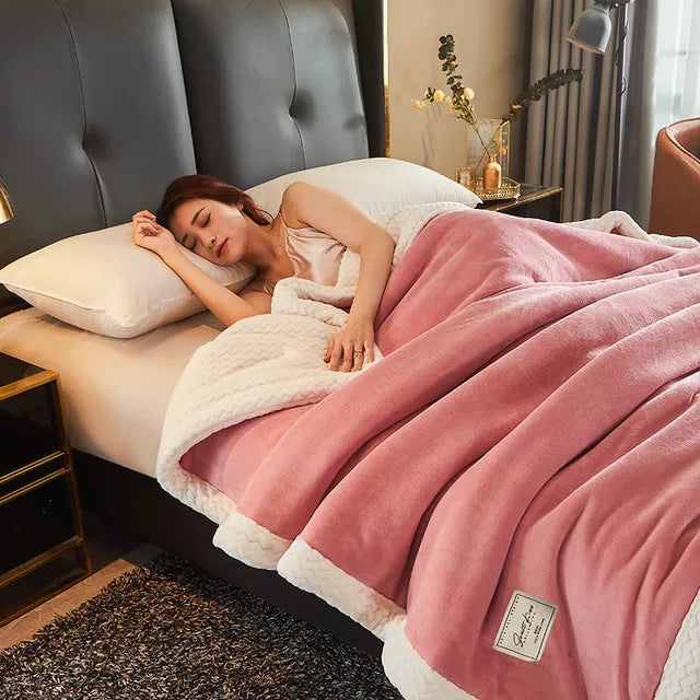 Gemütliche Winterdecke aus dicken Fleece - Luxuriöse Bettdecke für zu Hause und auf der Couch