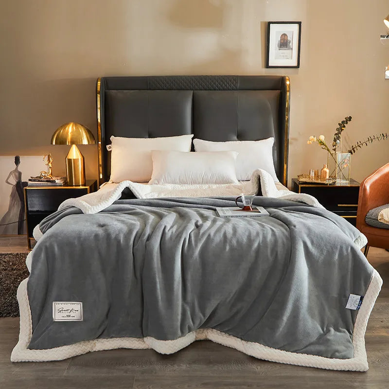 Gemütliche Winterdecke aus dicken Fleece - Luxuriöse Bettdecke für zu Hause und auf der Couch