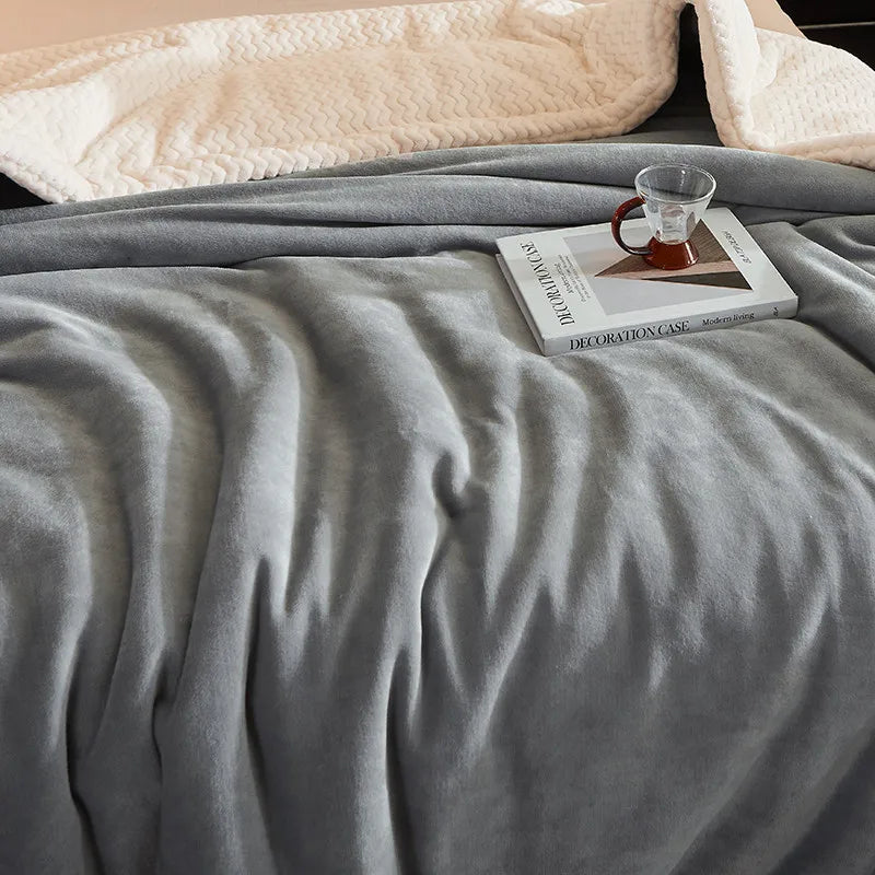 Gemütliche Winterdecke aus dicken Fleece - Luxuriöse Bettdecke für zu Hause und auf der Couch