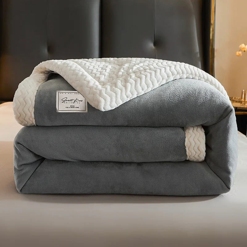 Gemütliche Winterdecke aus dicken Fleece - Luxuriöse Bettdecke für zu Hause und auf der Couch