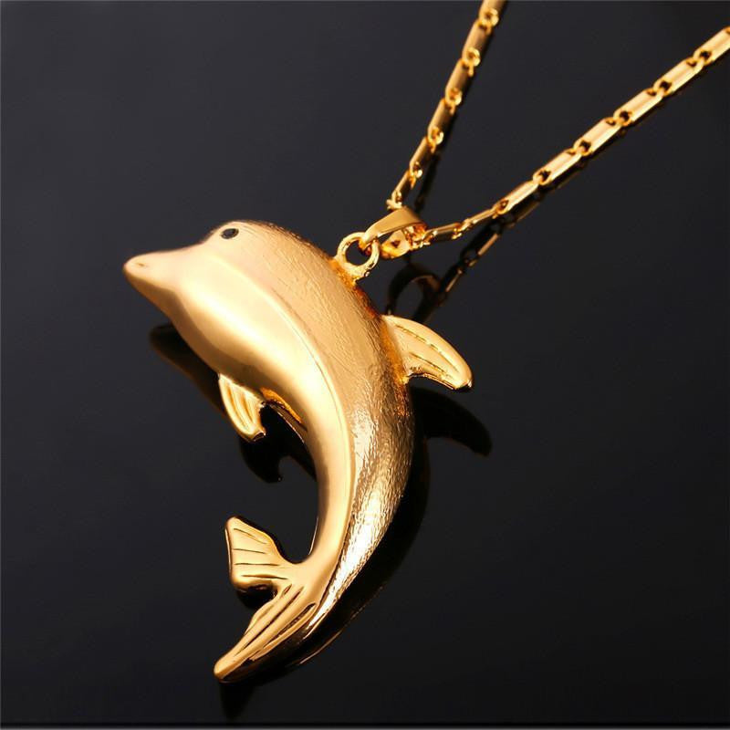 18K Gold-/Platin-beschichtete Delphin-Halskette