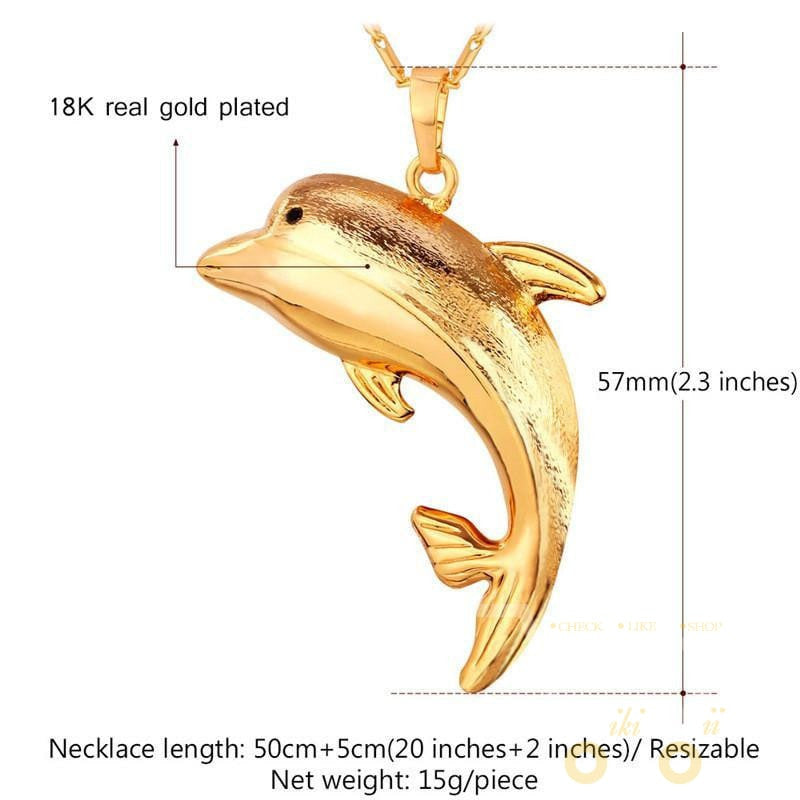 18K Gold-/Platin-beschichtete Delphin-Halskette
