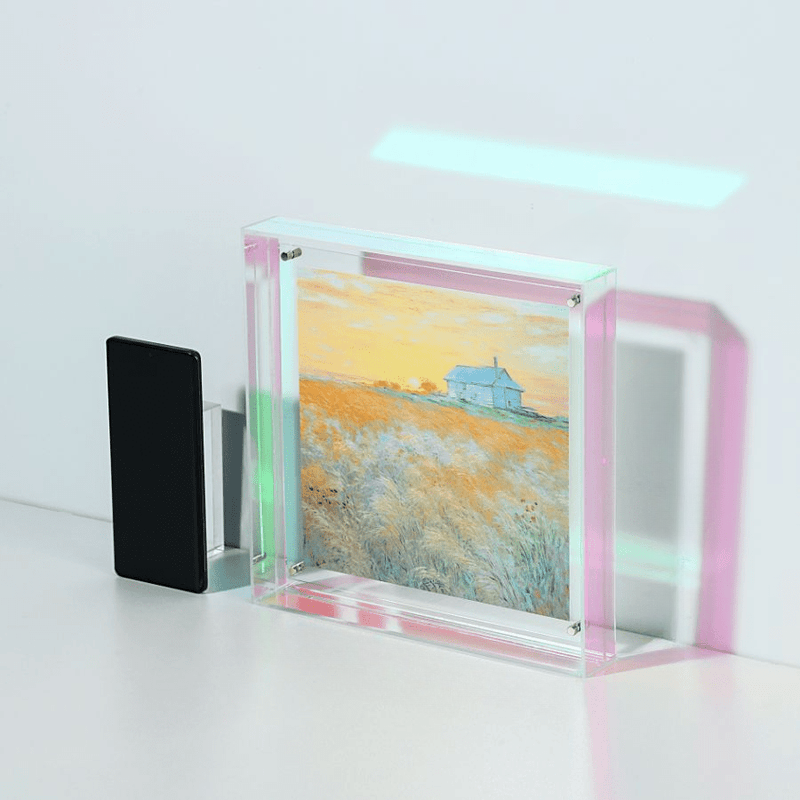Sandsberg | Eleganter Acryl-Bilderrahmen - Transparentes minimalistisches Design für Wandkunst und Poster, 25x25cm Tischdisplay, keine Einsätze enthalten