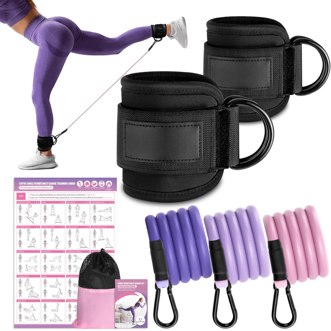 Sandsberg | Widerstandsbänder für Gesäß & Hüften mit Knöchelriemen & Trainingsposter