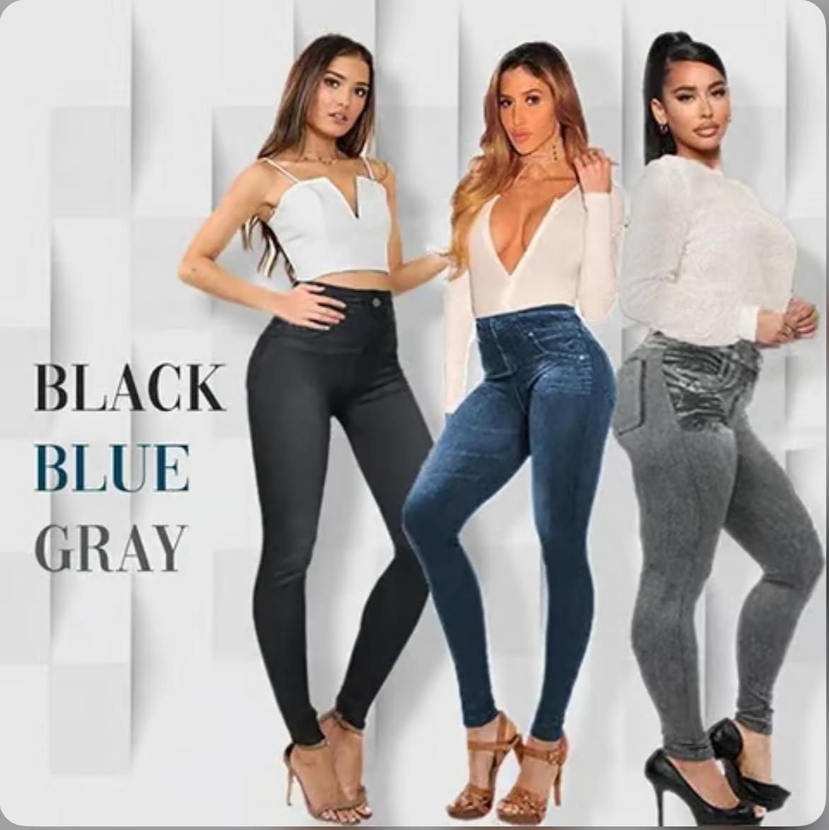 Perfekte Stretch Skinny Fit Pull-On Push-Up Plus-Size Denim Jeans Leggings