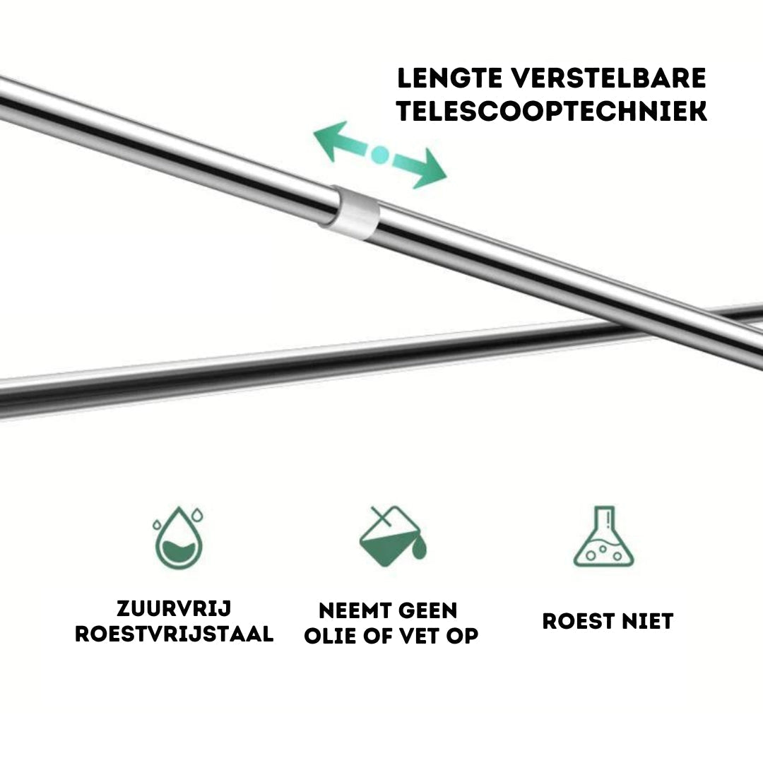 3 in 1 - Verstellbares Trockenregal - Für Kleidung, Vorhänge oder einen Duschvorhang!