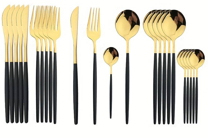 24-teiliges schwarzes Besteckset