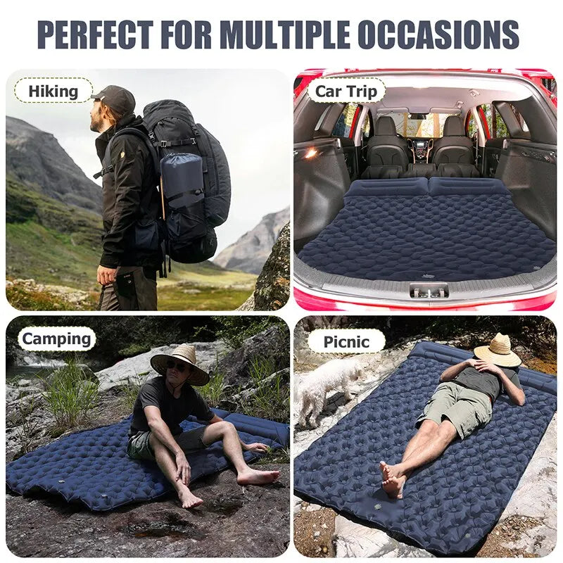 VISTA | Eingebautes Doppel-Luftbett | Außen Schlafkissen für Camping, Reisen