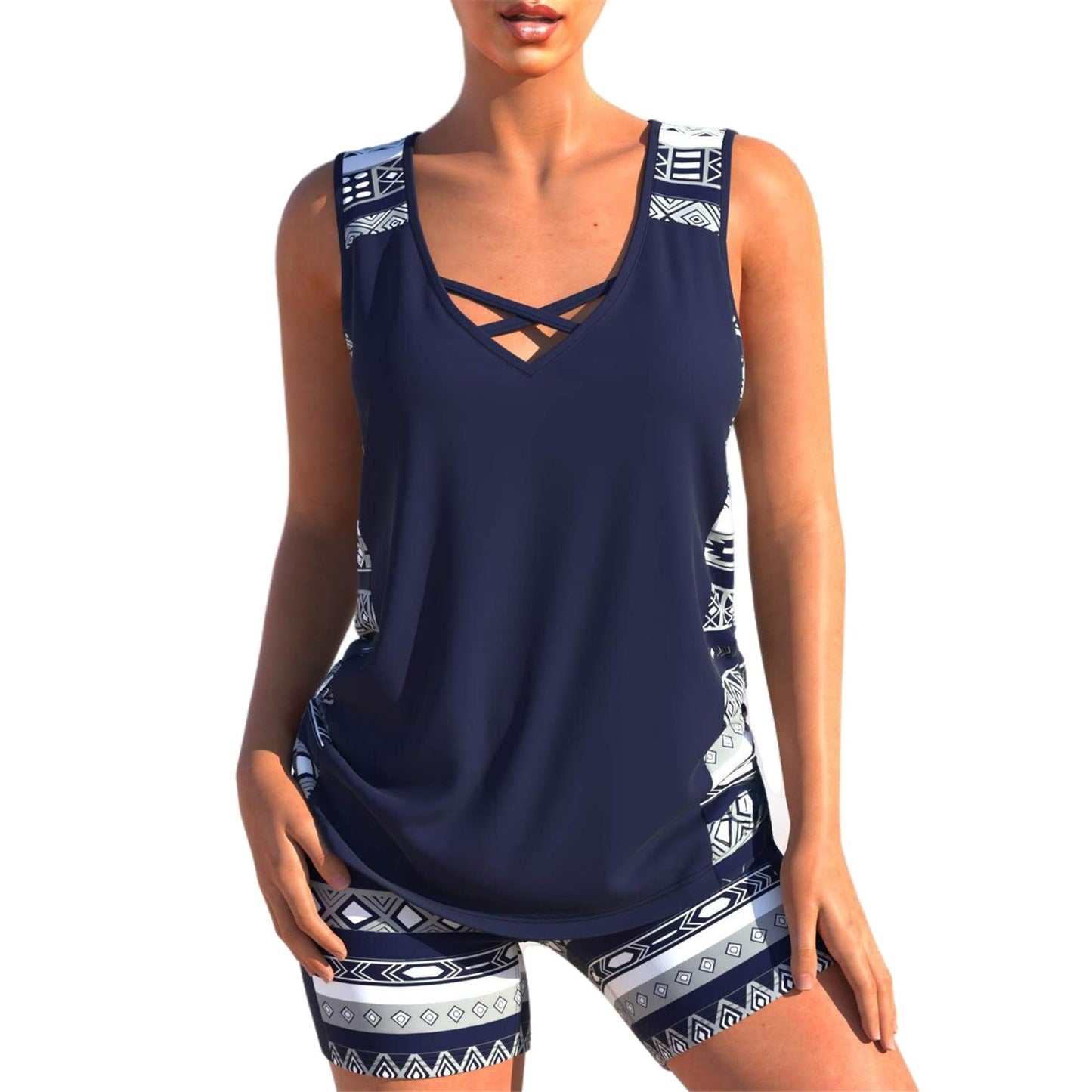 Moa | Tankini mit Print und V-Ausschnitt | Bademode Damen | Badeanzug Damen
