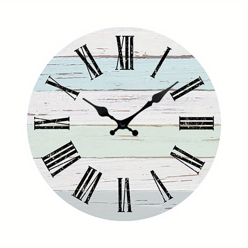 Sandsberg Wanduhr - Stille Runde Uhr, Blaues Thema für Außen und Innen