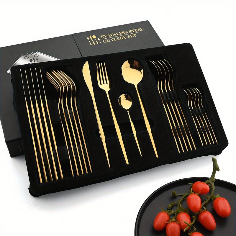 24-teiliges schwarzes Besteckset