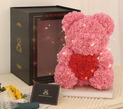 Valentinstag Geschenk Rose Bär Ewige Blume Rose Teddybär PE Schaum Bär 25cm Valentinstag