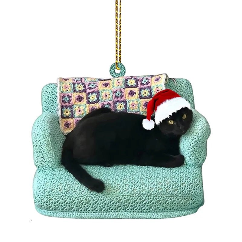 Sandsberg | Acryl Schwarze Katze Weihnachtsornamente Set – Niedliche Baumanhänger für Hochzeiten, Partys und festliche Wohnkultur