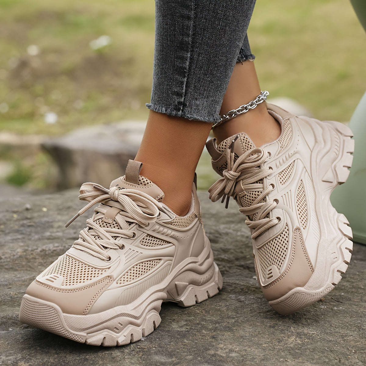 Dick besohlte, höhenverstellbare Chunky Sneakers
