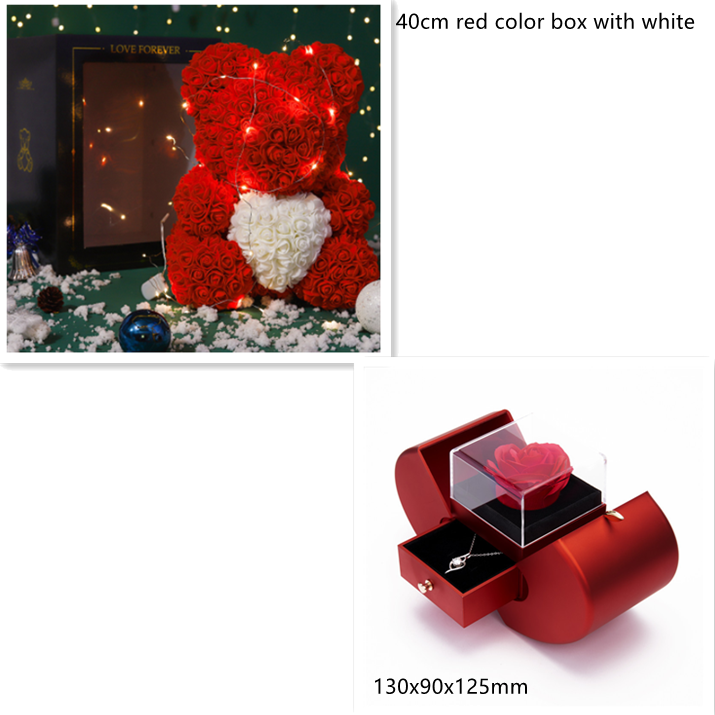 Valentinstag Geschenk Rose Bär Ewige Blume Rose Teddybär PE Schaum Bär 25cm Valentinstag