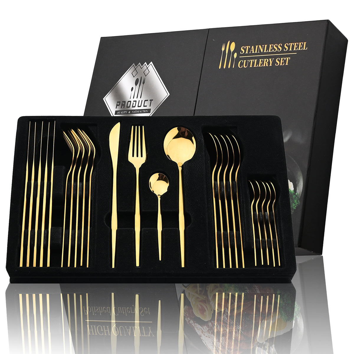 24-teiliges schwarzes Besteckset