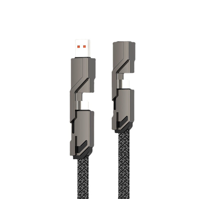 🔥(Kaufen Sie einen, erhalten Sie einen gratis)🔥4-in-1 flaches, geflochtenes Anti-Tangle-Ladekabel mit Klettverschluss